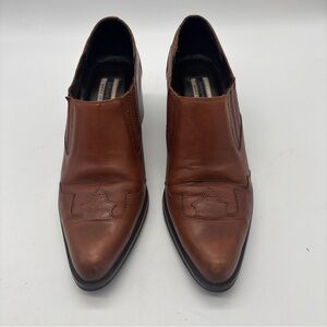 Amanda Smith Brown Western Leather Ankle Boots